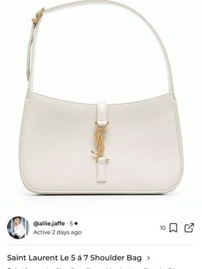 Saint Laurent Shoulder Bag in Cream Leather with Gold YSL